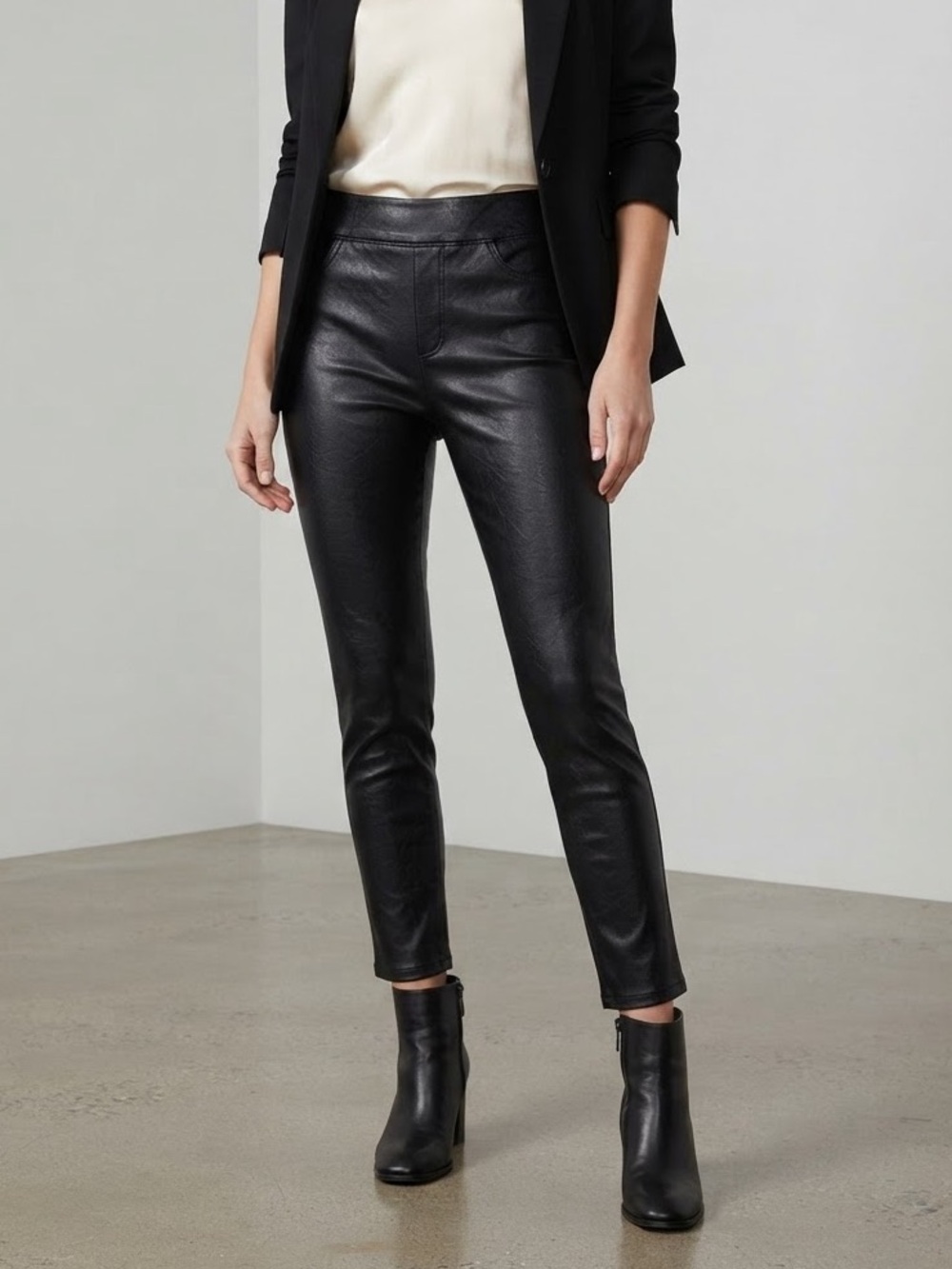 Sanctuary Black Faux-Leather Ankle Skinny Pants